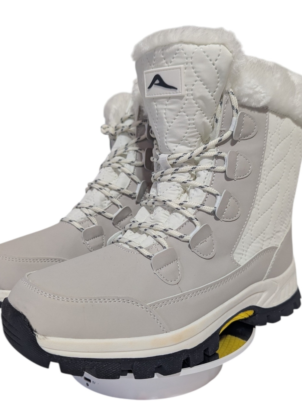 DHAEY Women's Winter Snow Boots - Cream Faux Fur Lined